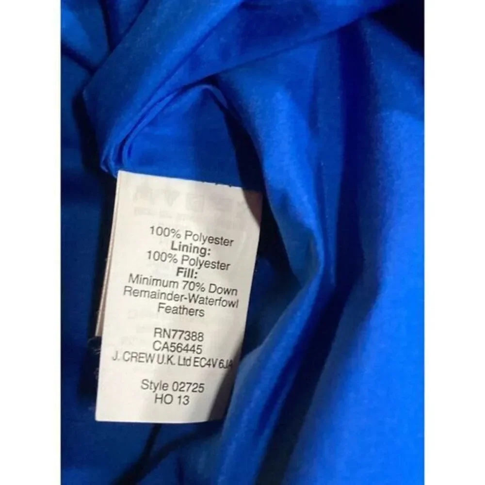 J. Crew Down Puffer Vest Quilted Blue‎ GOLD Hardware Sz XXS Patch Pockets
